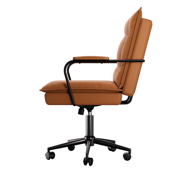 LEVEDE Ergonomic Office Chair Computer PU Brown-1973193534974595073