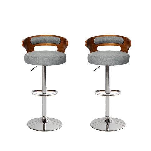 Levede 1x Kitchen Bar Stools Gas Lift Grey Silver-1910113240369729536