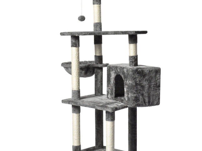 PaWz 130cm Cat Tree Toy Scratching Post Grey-1975420471298101249