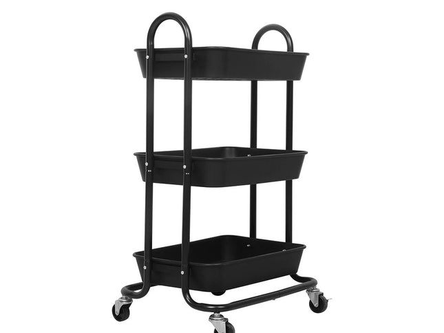 Levede 3 Tiers Kitchen Storage Trolley Black-1973193878030913537