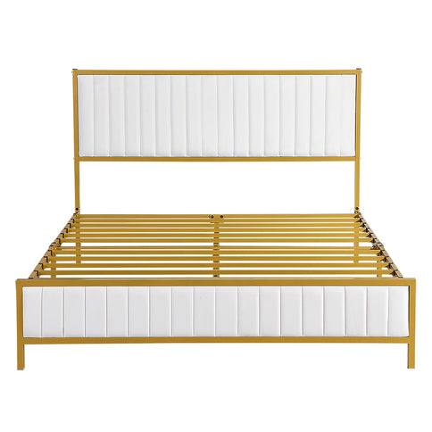 Levede Metal Bed Frame Under Bed Storage Queen Beige-1910112273649766401
