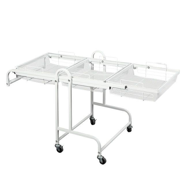Levede 3 Tier Kitchen Trolley Cart Swivel White Colour-1975420477455339521