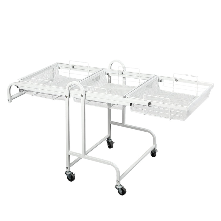 Levede 3 Tier Kitchen Trolley Cart Swivel White Colour-1975420477455339521