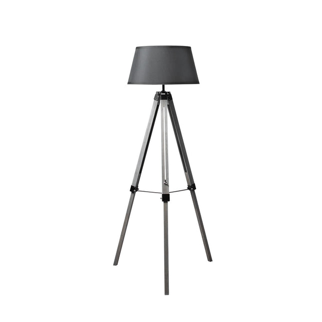 EMITTO Tripod Wooden Floor Lamp Shaded Grey-1973193957273899009