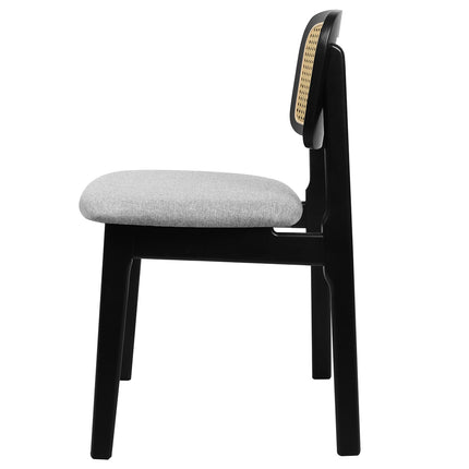 Levede Dining Chair Wood Rattan Armless Black x8-2006732736517246977