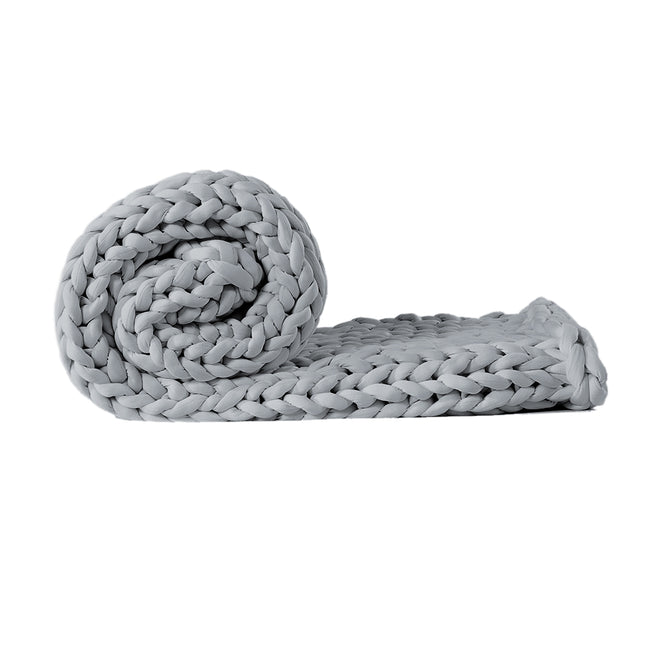 Dreamz Knitted Weighted Blanket Chunky Grey Kids-1973194040325312513