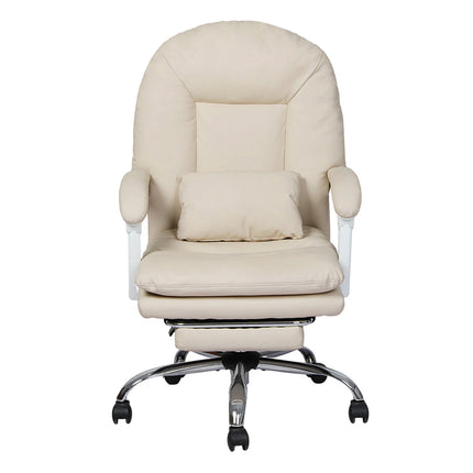 Levede Executive Office Chair Footrest PU Leather Tilt Gaming Work Seat Beige-2065254304113102849