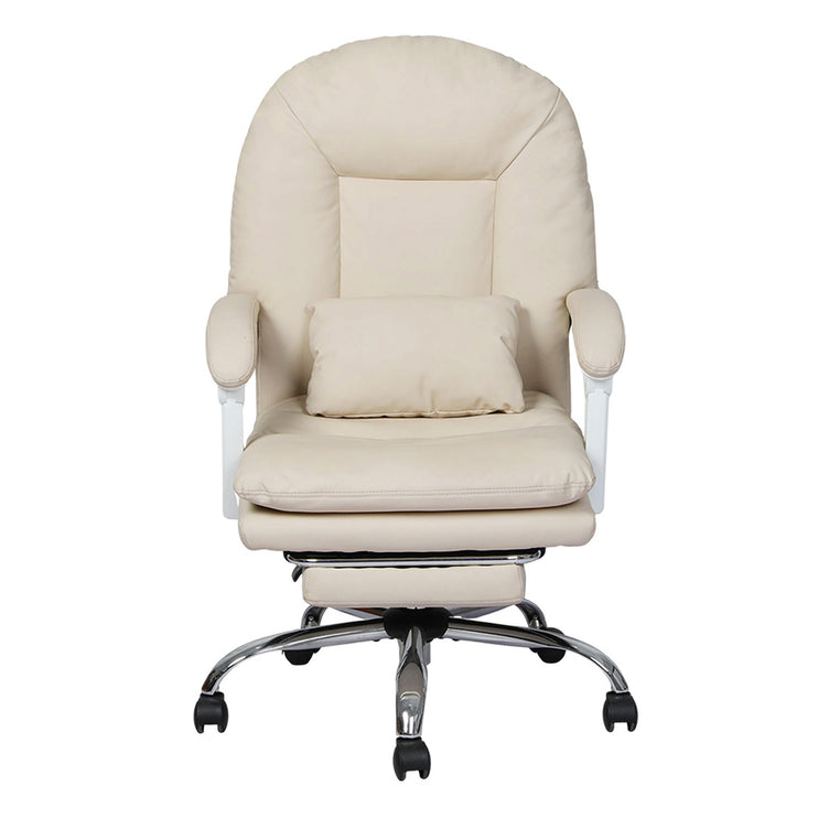 Levede Executive Office Chair Footrest PU Leather Tilt Gaming Work Seat Beige-2065254304113102849