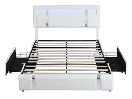 Levede Queen Bed Frame With Adjustable Headboard White-1910112269375770625