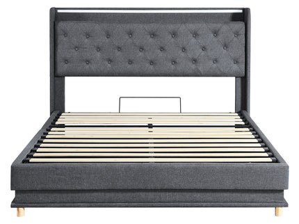 Levede Double Bed Frame Gas Lift LED Light-1910112230737842177