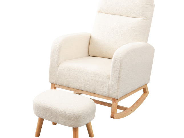 Levede Rocking Chair Ottoman Footrest With Side Pocket-1954802459419480065