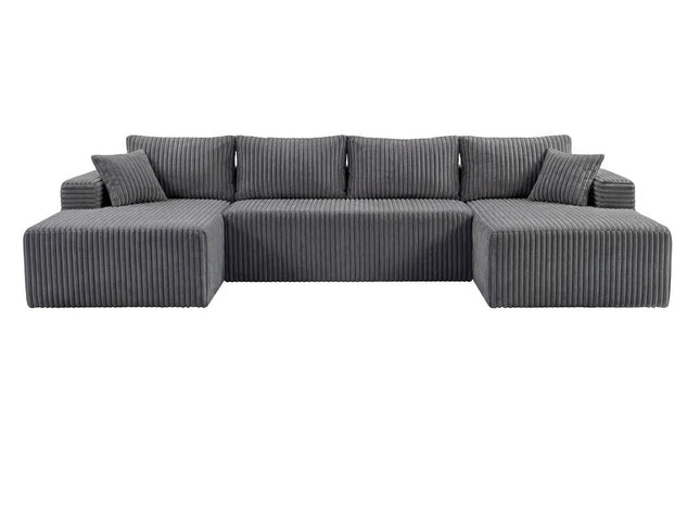 Levede Modular Sofa Lounge Set Corduroy U Shaped Sectional Cloud Couch Grey-2050056788564381697