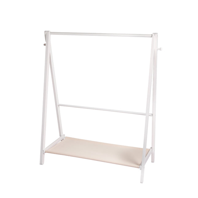 Levede Clothes Rack Wooden Wardrobe White-1973193811576360961