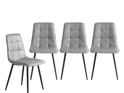 Levede 4x Dining Chairs Kitchen Chair Grey Faux Leather-1910113287937331201