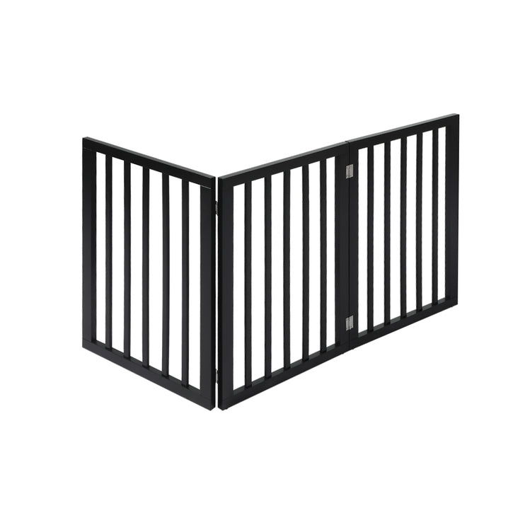 PaWz 3 Panels Wooden Pet Gate Dog Fence Black 139CM-1973193641983873025