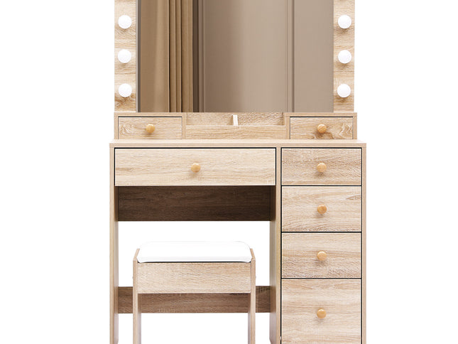 Levede Dressing Table Stool Set Oak-1975420334161137665