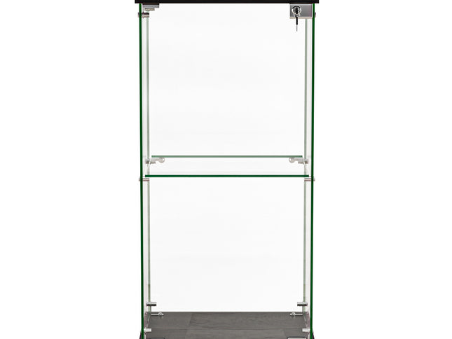 Stacked Display Cabinet Collection Storage Tempered Glass 2 Tier With Lock Black-1973193459078664193