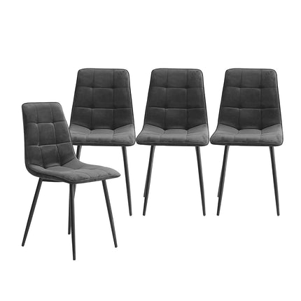 Levede 4x Dining Chairs Kitchen Velvet Grey-1973194074399838209