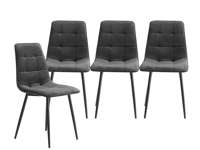 Levede 4x Dining Chairs Kitchen Velvet Grey-1973194074399838209