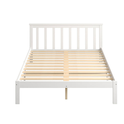 Levede Wooden Bed Frame Queen Full Size White-1864183190864924673