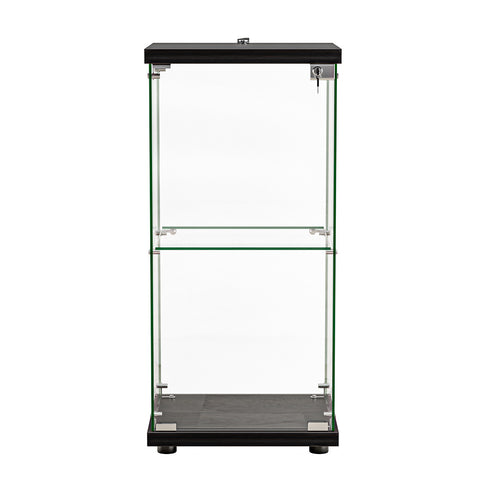 Stacked Display Cabinet Collection Storage Tempered Glass 2 Tier With Lock Black-1917016713753399297