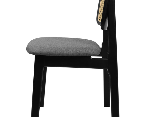 Levede 2x Dining Chair Wood Rattan Armless Black-1975420339055890433