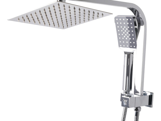 High Pressure Shower Head Set Rain Square Silver-1910113120358109185