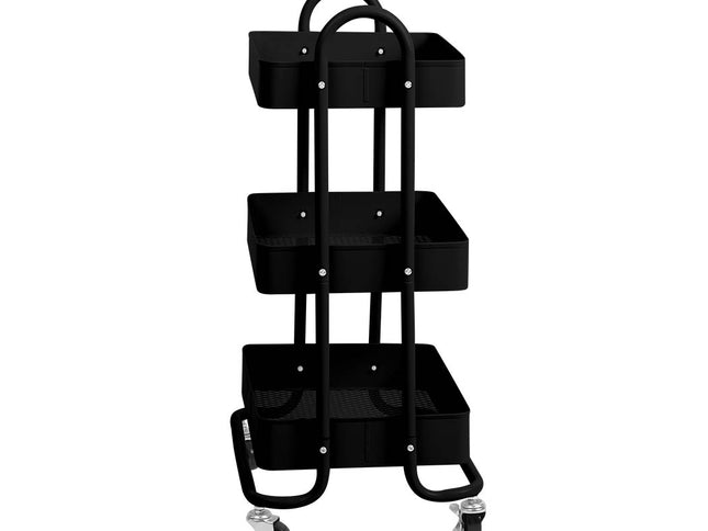 Levede 3 Tiers Kitchen Trolley Cart Black-1917016721257009153