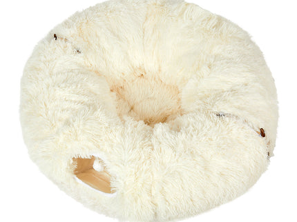 Pawz Cat Tunnel Foldable Fluffy Plush Play Tube Beige-1910112275730141185