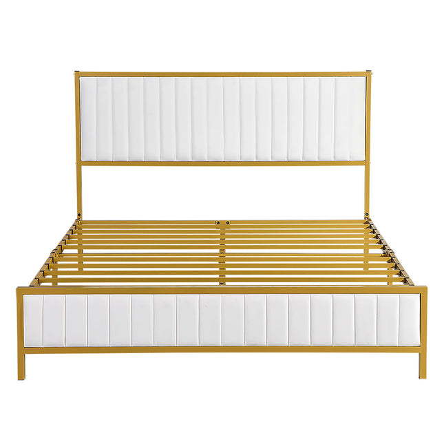 Levede Metal Bed Frame Under Bed Storage Double Beige-1975420336006631425
