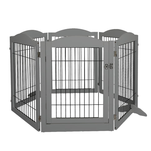 PaWz 6 Panels Pet Dog Playpen Puppy Grey-1864184543074979841