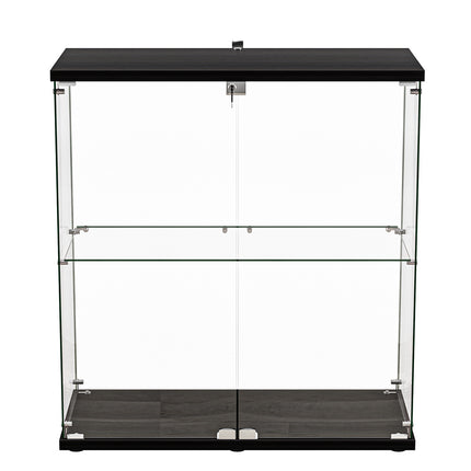 Stacked Glass Display Cabinet Lockable Collections Storage 2 Tier Shelf 2 Door-1973193459267407873