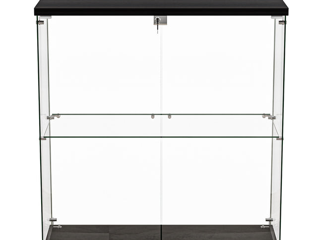 Stacked Glass Display Cabinet Lockable Collections Storage 2 Tier Shelf 2 Door-1973193459267407873