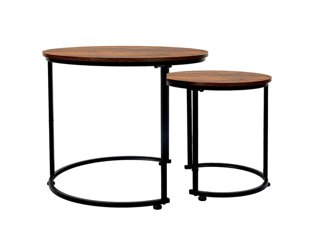 Levede Round Nesting Table Coffee Table Wood Side Table-2006732776480575489