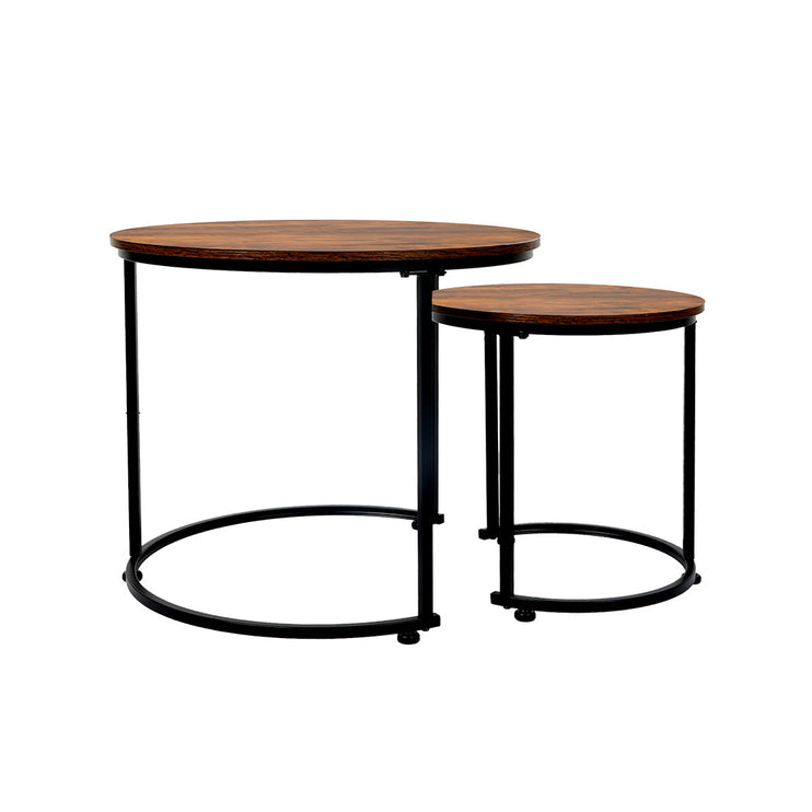 Levede Round Nesting Table Coffee Table Wood Side Table-2006732776480575489