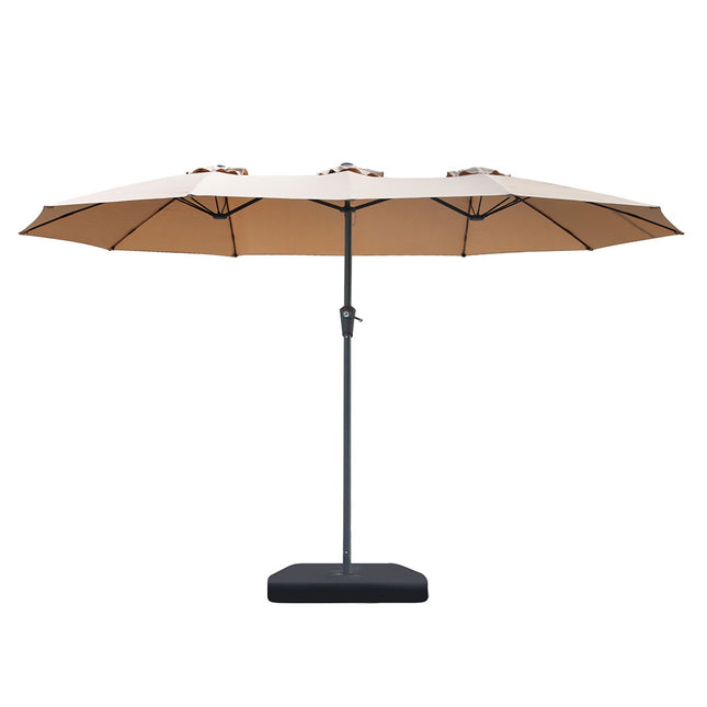 Centra 4.5M Double-sided Patio Umbrella Outdoor Umbrella Base Stand Khaki-1954802422325055489