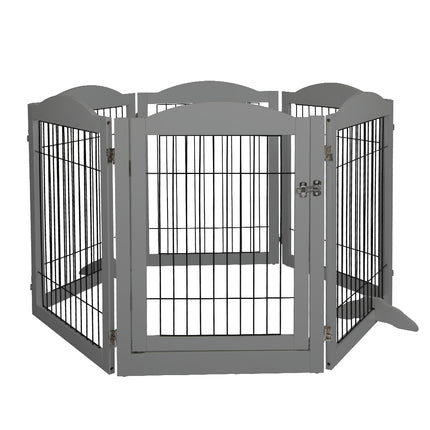 PaWz 6 Panels Pet Dog Playpen Puppy Grey-1973193674401648641