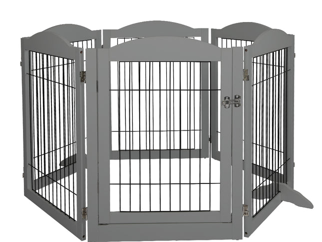 PaWz 6 Panels Pet Dog Playpen Puppy Grey-1973193674401648641