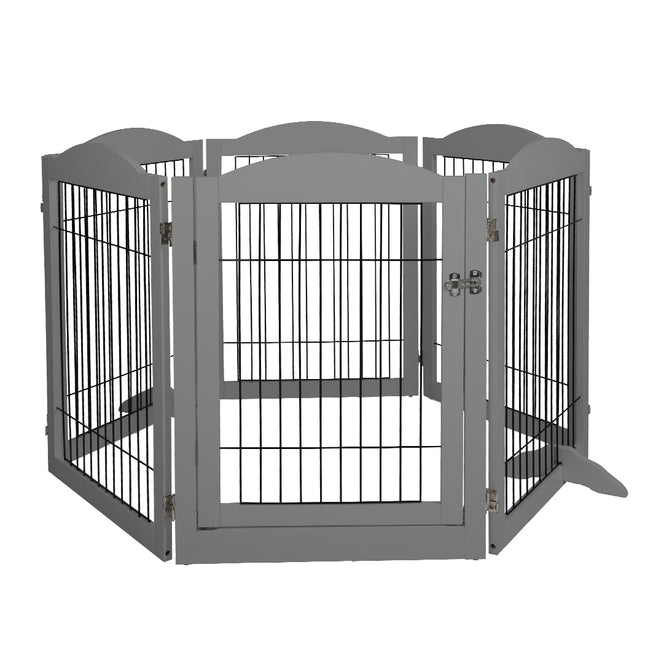 PaWz 6 Panels Pet Dog Playpen Puppy Grey-1973193674401648641