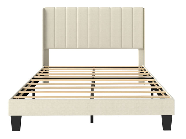 Levede Metal Wooden Bed Frame Double Panel Plush Upholstered Mattress Platform-2050056770302382081