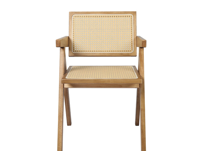 Levede 1x Dining Chair Solid Wood Rattan Natural-1942353409743130625