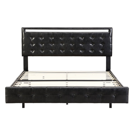 Levede  Floating Bed Frame Double with Headboard LED Lights Mattress Base-1973193436588806145