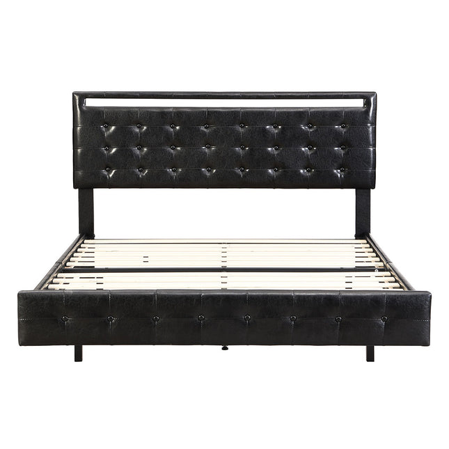 Levede  Floating Bed Frame Double with Headboard LED Lights Mattress Base-1973193436588806145