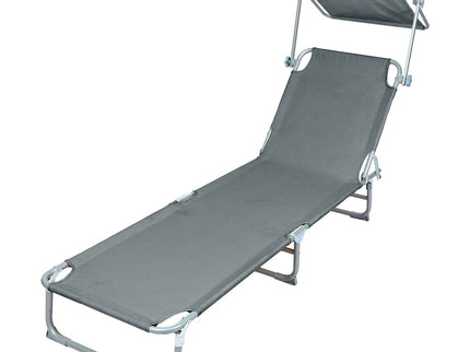 Levede Foldable Lounge Chairs with Canopy Grey-1910112248400056321