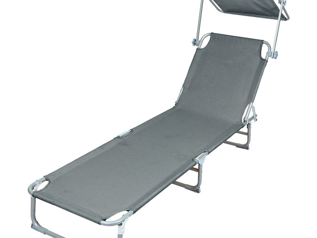 Levede Foldable Lounge Chairs with Canopy Grey-1910112248400056321
