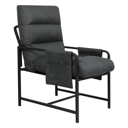 Levede Metal Framed Lounge Chair Linen in Dark Grey-1975420342314864641