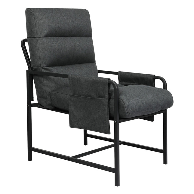Levede Metal Framed Lounge Chair Linen in Dark Grey-1975420342314864641
