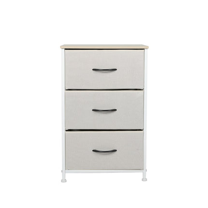 Levede Chest of 3 Drawers Bedside Table Beige-1973194073426759681