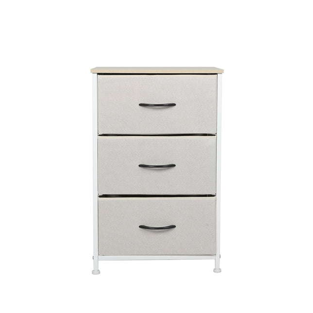 Levede Chest of 3 Drawers Bedside Table Beige-1973194073426759681