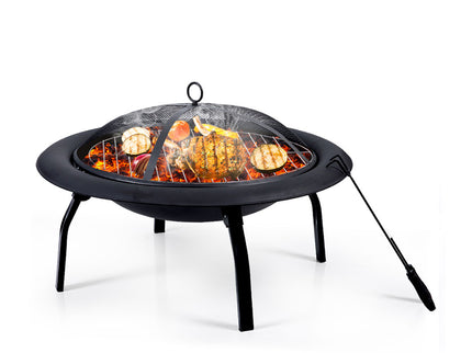 30" Portable Outdoor Fire Pit BBQ Grill Large-1864184483088044033